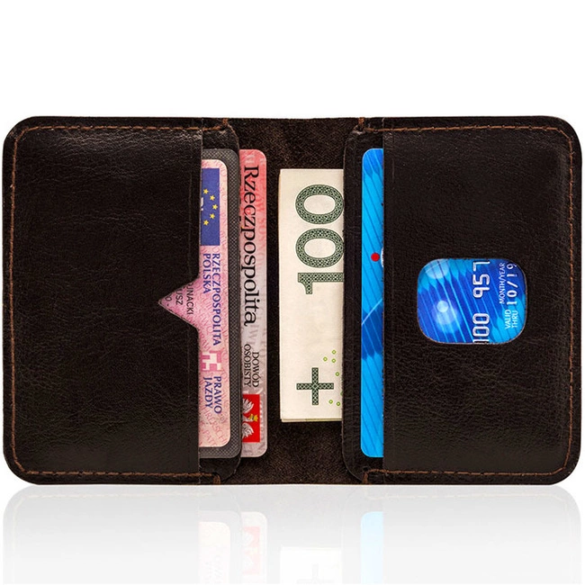 Cienki skórzany portfel męski Solier SW11 ciemnobrązowy