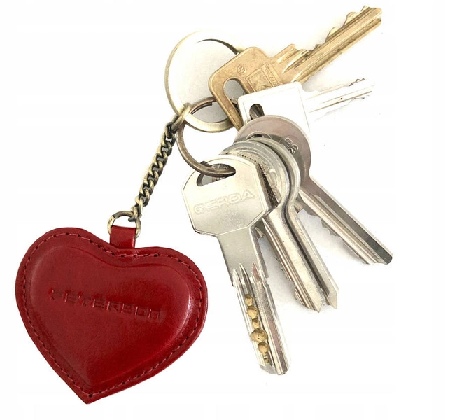 Skórzany brelok do kluczy w kształcie serca Peterson czerwony PTN BRELOK SERD RED
