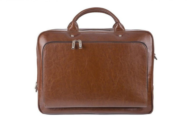 Skórzana torba męska na ramię, torba na laptop SOLIER brązowy vintage