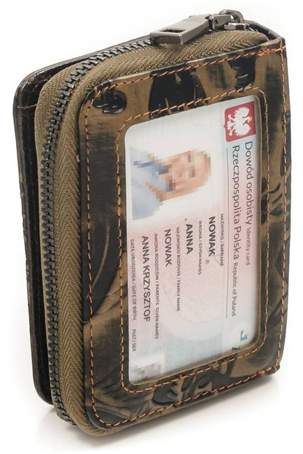 Skórzany portfel damski czarno - złoty Forever Young 5157